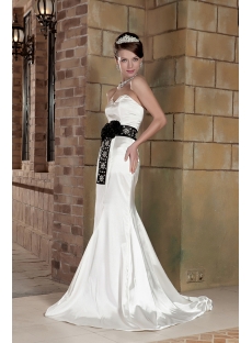 Off White with Black Affordable Informal Wedding Dresses GG1003