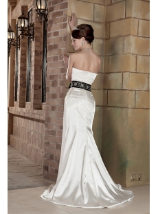 Off White with Black Affordable Informal Wedding Dresses GG1003