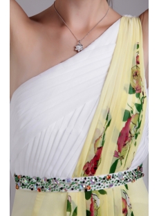 One Shoulder Printed Floral Chiffon Colorful Evening Dress IMG_0689