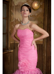 Organza Pink Long Mermaid 2012 Prom Gown GG1018