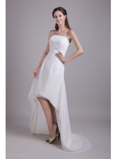 Outdoor Casual Chiffon Bridal Gown with High-low Hem IM_0716