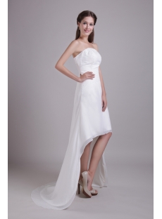 Outdoor Casual Chiffon Bridal Gown with High-low Hem IM_0716
