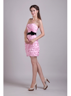 Pink and Black Column Short Celebrity Dress 0888