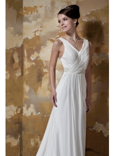 Popular V-neckline Chiffon Plus Size Bridal Gown with Low Back GG1096