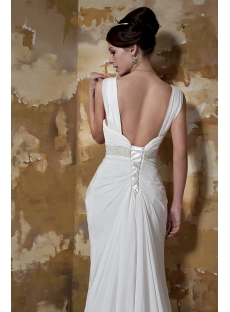 Popular V-neckline Chiffon Plus Size Bridal Gown with Low Back GG1096