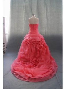 Red Floor Length Satin Organza Wedding Dress 08486