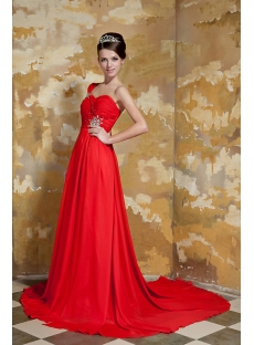 Red One Shoulder Evening Gown with Drop Shawl GG1051