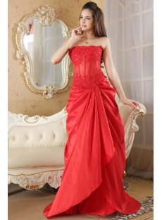 Red Strapless Illusion Sexy Masquerade Prom Gown Dress IMG_5227