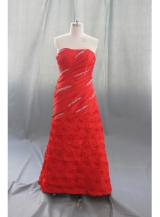 Red Taffeta Plus Size Prom Dress 07476