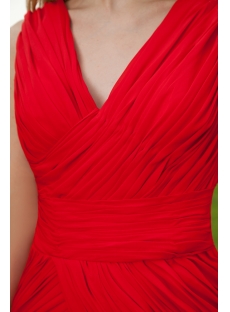 Red V-neckline Short Mother of Bride Dress IMG_8084
