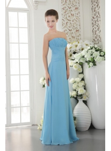 Romantic Long Blue Chiffon Bridesmaid Gown Cheap IMG_9543