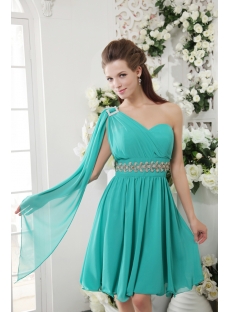 Romantic Teal Green One Shoulder Graduation Gowns for High School IMG_0193