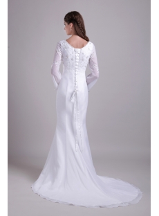 Scoop Long Sleeves Mermaid Winter Wedding Dress 081