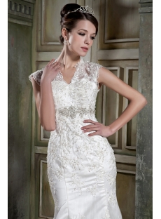 Sheath Lace V-neckline Bridal Gown with Keyhole GG1083
