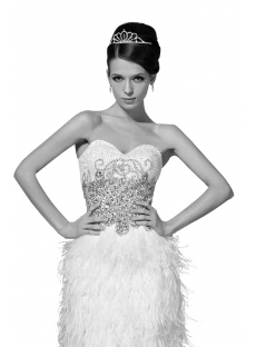 Short Ostrich Feather Cocktail Prom Dresses GG1036