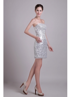 Silver Strapless Short Sequin Homecoming Dress 0976