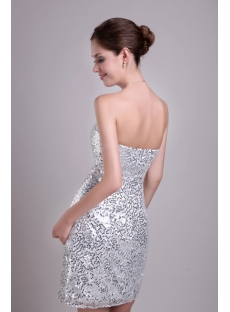 Silver Strapless Short Sequin Homecoming Dress 0976