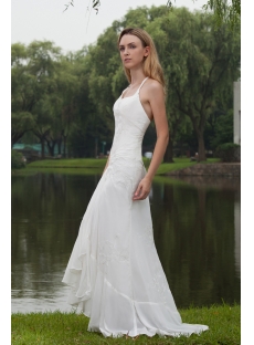 Simple Halter Beach Wedding Dresses Gowns with High-low Hem IMG_7791