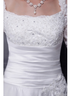 Square Lace Winter Bridal Gown with Long Sleeves 1103