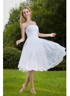 Strapless Lace Short Wedding Dresses IMG_8153