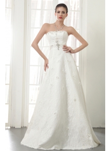 Strapless Long Modern Lace Wedding Dresses Miami IMG_5534