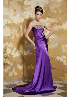 Strapless Stylish Long Grape Evening Dress 2012 with Slit Front GG1060