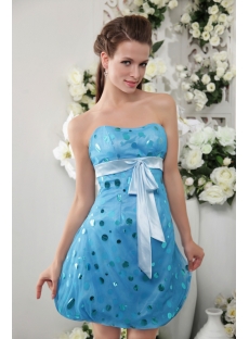 Sweet Teal Blue Spot Short Homecoming Dress IMG_0138