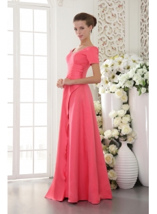 Water Melon Long Vintage Evening Dress with Short Sleeves IMG_9473