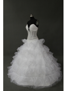 White Floor-Length Satin Organza Quinceanera Dress IMG_0201