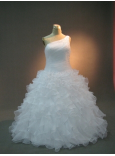 White One Shoulder Organza Quinceanera Dress IMG_1989