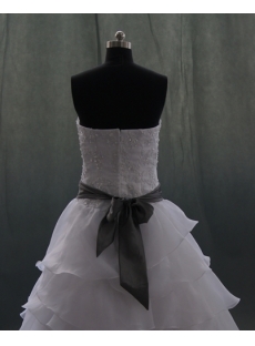 White Satin Organza Plus Size Wedding Dress 06877