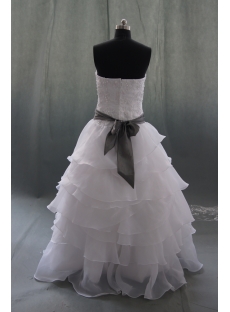White Satin Organza Plus Size Wedding Dress 06877