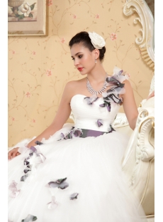 White and Purple Floral One Shoulder Colorful Quinceanera Dresses IMG_5600