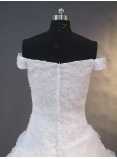 Whote Off-the-shoulder Satin Tulle Wedding Dress 1481