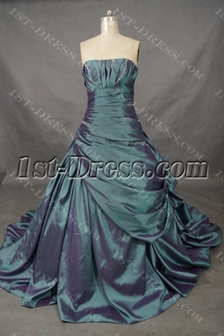 A-Line Ball Gown Princess Bateau Strapless Natural Waist Taffeta Wedding  01518