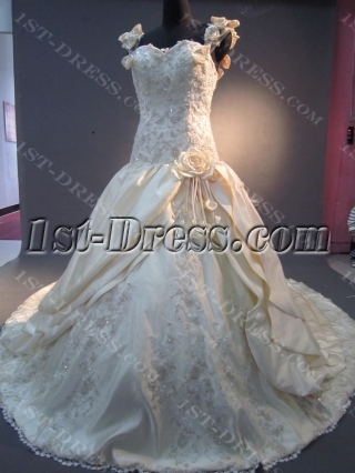 A-Line Non-Strapless Satin Plus Size Wedding Dress 2203
