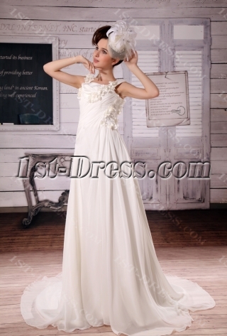 A-Line/Princess Square Neckline Floor-Length Chiffon Wedding Dress With Ruffle Beadwork F-088