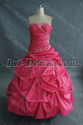 Ball Gown Floor-Length Taffeta Quinceanera Dress With Embroidered Beading 01674