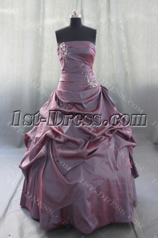 Ball Gown Princess Strapless Floor-Length Taffeta Quinceanera Dress 05434