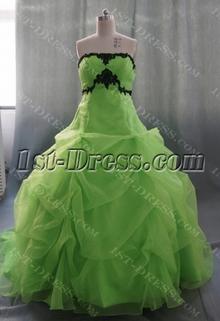 Ball Gown Princess Strapless Sweetheart Floor-Length Satin Organza Quinceanera Dress 05327