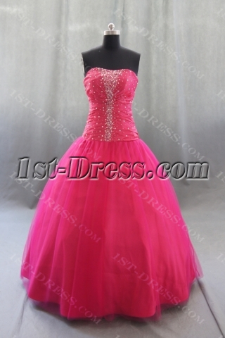 Ball Gown Princess Strapless Sweetheart Long Floor-Length Taffeta Tulle Quinceanera Dress 05441