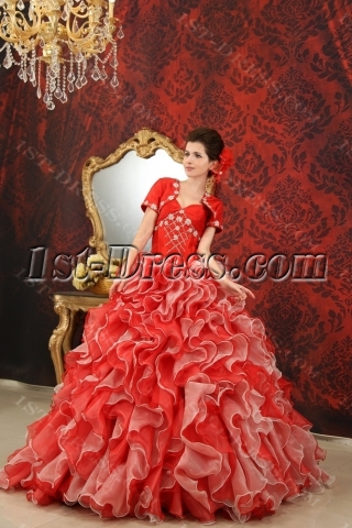 Ball-Gown Sweetheart Floor-Length Organza Quinceanera Dress With Beading  H-128