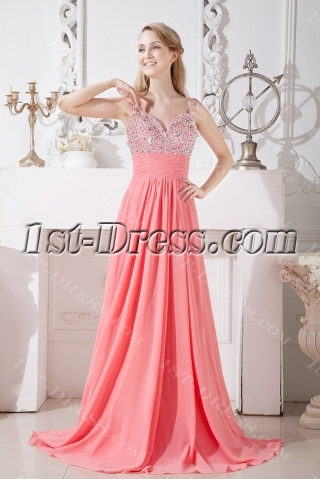 Coral Long Evening Dress for Party