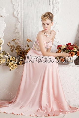 Elegant Coral Prom Gown for Large Size