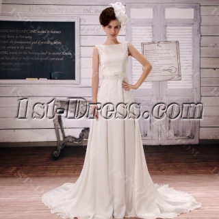 Ivory Modest Chiffon Bridal Gown with Open Back