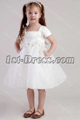 Flower Girl Dresses Ivory with Short Sleeves 2404