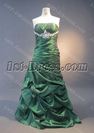 Green Mermaid Trumpet Floor-Length Taffeta Prom Dress 1596