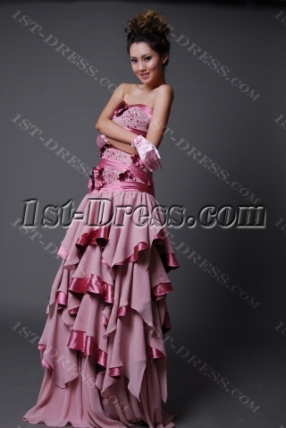 High Low Strapless Sweetheart Knee-Length Long / Floor-Length Chiffon Elastic Silk-like Satin Prom Dress H2231-2