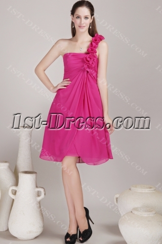 Hot Pink Short Bridesmaid Dress for Beach
