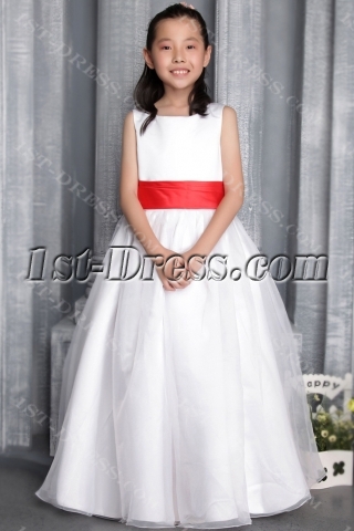 Hot Sale Ivory and Red Flower Girl Dress 2690